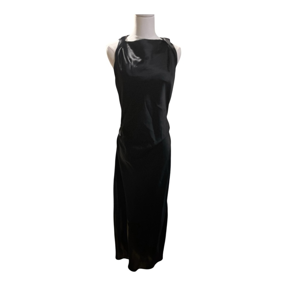 Zara Black Satin Slip Midi Dress‎ | NWT | Size Large